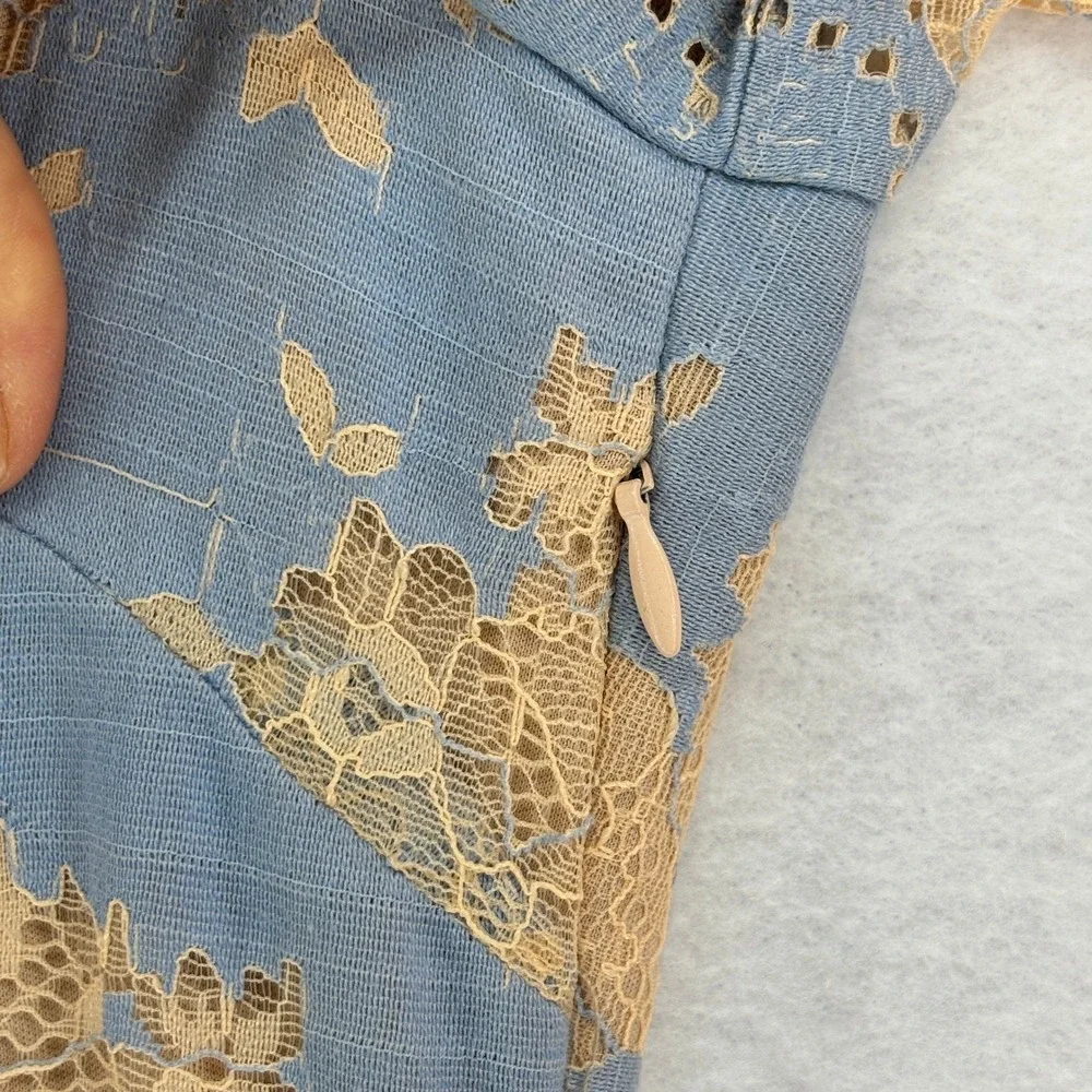 Storia Blue Lace Mini Dress L Romantic Cottagecore Fairy Coquette Feminine - Picture 7 of 11